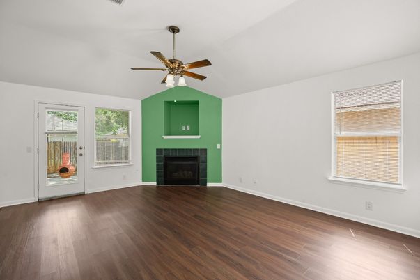 Empty room, Fireplace, Interior, Wood Texture Flooring