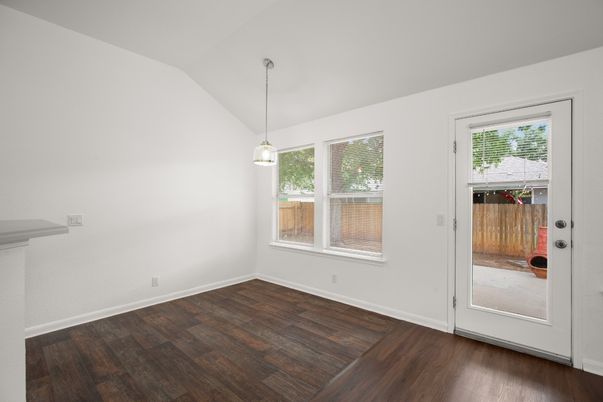 Empty room, Interior, Pendant Lights, Wood Texture Flooring