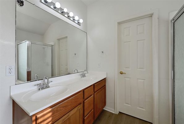 Bathroom, Dual Sink Vanities, Interior, Wood Texture Flooring