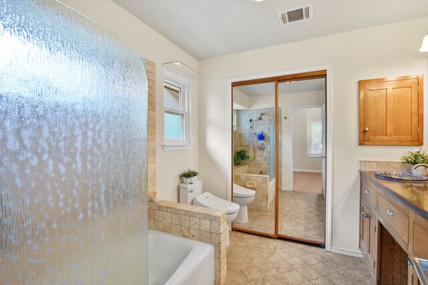 Bathroom, Glass Shower, Interior, Recessed Lighting
