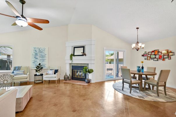 Chandelier, Dining room, Fireplace, Interior, Living room