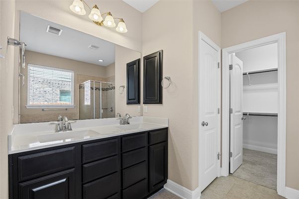 Bathroom, Dual Sink Vanities, Glass Shower, Interior