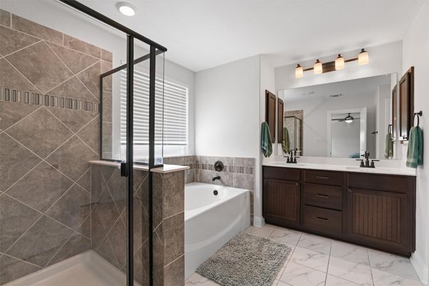 Bathroom, Glass Shower, Interior, Marble, Recessed Lighting
