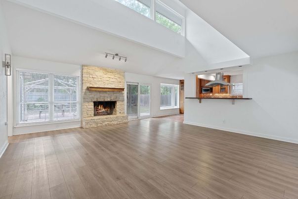 Empty room, Fireplace, Interior, Wood Texture Flooring
