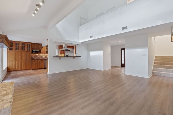 Interior, Kitchen, Recessed Lighting, Wood Texture Flooring
