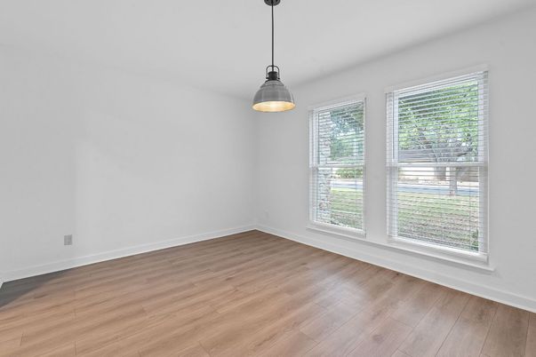 Empty room, Interior, Pendant Lights, Wood Texture Flooring