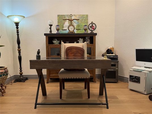 Fireplace, Home Office, Interior, Wood Texture Flooring