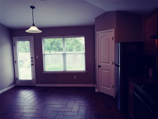 Interior, Kitchen, Pendant Lights, Wood Texture Flooring