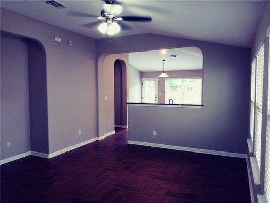 Empty room, Interior, Pendant Lights, Wood Texture Flooring