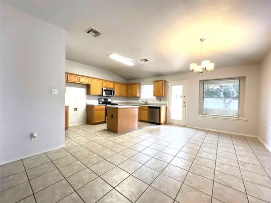 Chandelier, Interior, Kitchen, Stainless Steel Appliances