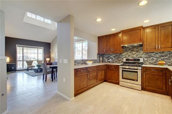 Dining room, Interior, Kitchen, Recessed Lighting, Stainless Steel Appliances, Wood Texture Flooring