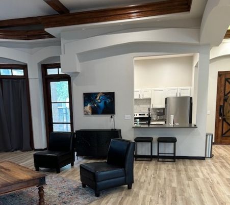 Interior, Kitchen, Recessed Lighting, Stainless Steel Appliances, Wooden Beams, Wood Texture Flooring