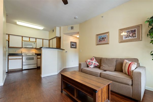 Interior, Kitchen, Living room, Stainless Steel Appliances, Wood Texture Flooring