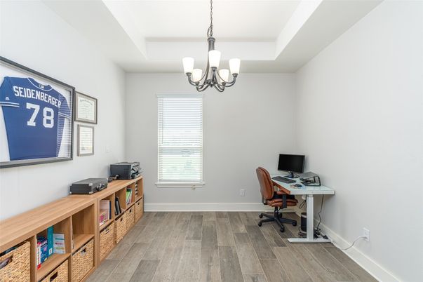 Chandelier, Home Office, Interior, Wood Texture Flooring