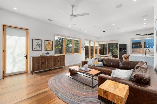 Interior, Living room, Recessed Lighting, Wood Texture Flooring