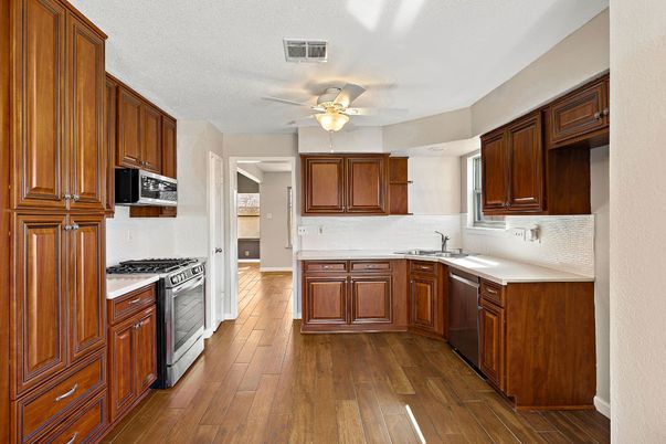 Interior, Kitchen, Wood Texture Flooring