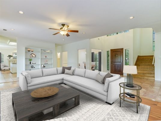 Interior, Living room, Recessed Lighting, Wood Texture Flooring