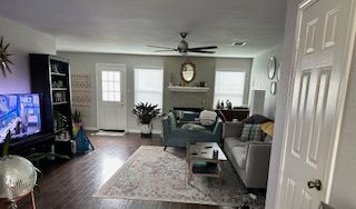 Fireplace, Interior, Living room, Wood Texture Flooring
