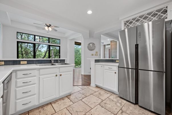 Interior, Kitchen, Recessed Lighting, Wood Texture Flooring