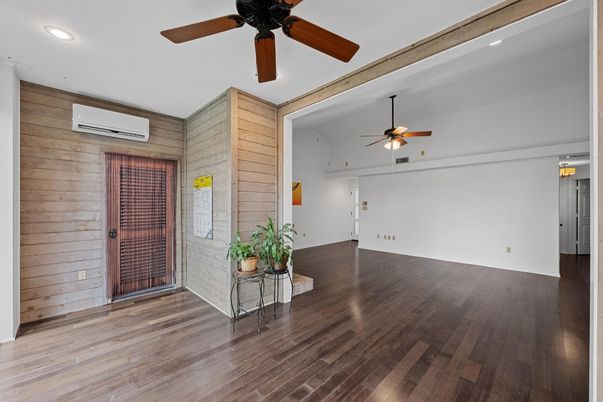 Empty room, Interior, Recessed Lighting, Wood Texture Flooring, Wooden Walls