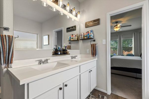 Bathroom, Dual Sink Vanities, Interior, Wood Texture Flooring