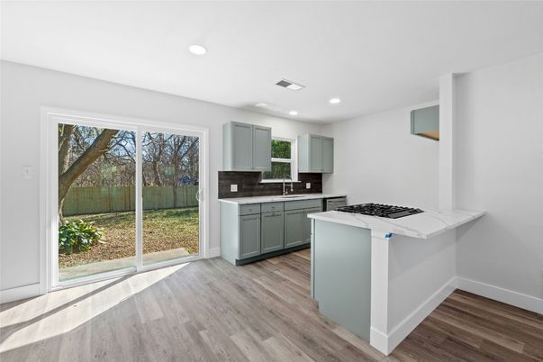 Interior, Kitchen, Recessed Lighting, Wood Texture Flooring