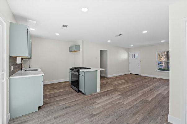 Interior, Kitchen, Recessed Lighting, Wood Texture Flooring