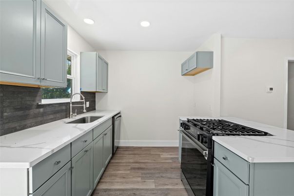 Interior, Kitchen, Recessed Lighting, Wood Texture Flooring