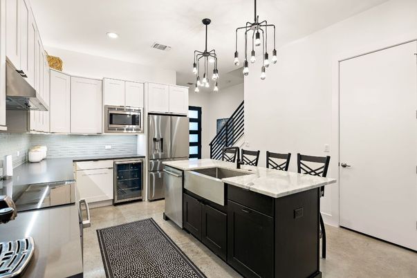 Interior, Kitchen, Pendant Lights, Recessed Lighting, Stainless Steel Appliances