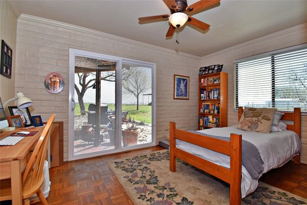 Bedroom, Interior, Stone Walls, Wood Texture Flooring