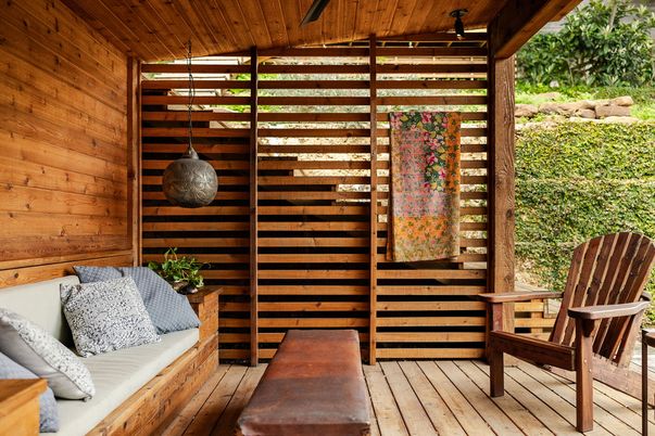 Exterior, Interior, Pendant Lights, Wooden Ceilings, Wood Texture Flooring, Wooden Walls