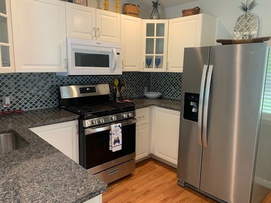 Interior, Kitchen, Stainless Steel Appliances, Wood Texture Flooring