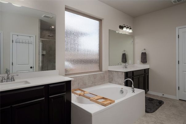 Bathroom, Dual Sink Vanities, Glass Shower, Interior