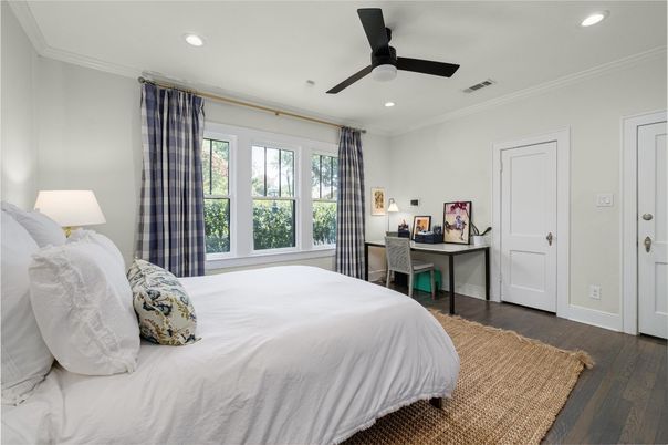 Bedroom, Home Office, Interior, Recessed Lighting, Wood Texture Flooring