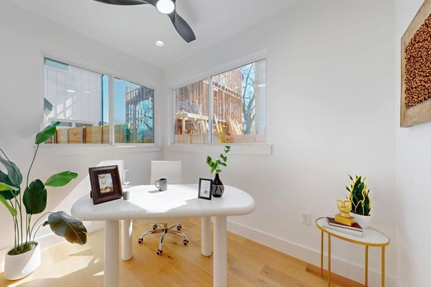 Home Office, Interior, Recessed Lighting, Wood Texture Flooring