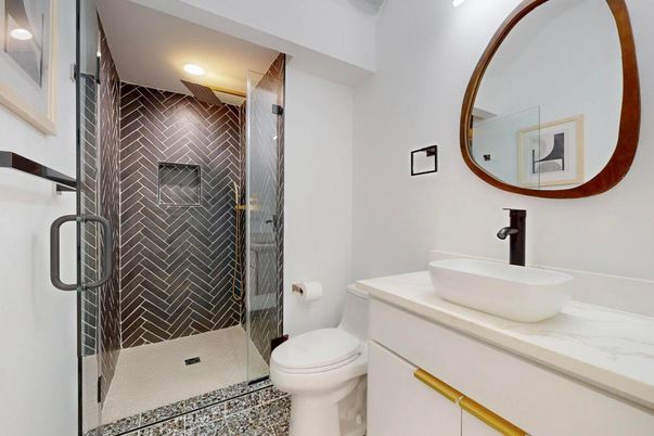 Bathroom, Glass Shower, Interior, Recessed Lighting