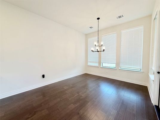 Chandelier, Empty room, Interior, Pendant Lights, Wood Texture Flooring