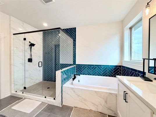 Bathroom, Glass Shower, Interior, Marble Walls, Recessed Lighting