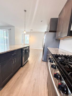 Interior, Kitchen, Pendant Lights, Wood Texture Flooring