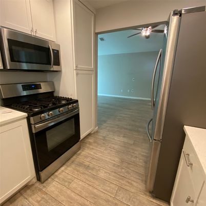 Interior, Kitchen, Stainless Steel Appliances, Wood Texture Flooring