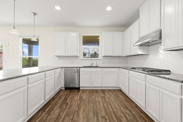 Interior, Kitchen, Pendant Lights, Recessed Lighting, Wood Texture Flooring