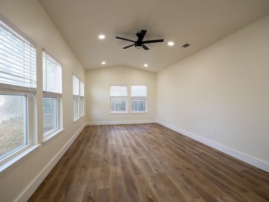 Empty room, Interior, Recessed Lighting, Wood Texture Flooring
