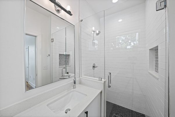 Bathroom, Glass Shower, Interior, Recessed Lighting