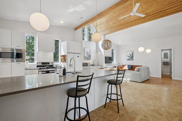 Interior, Kitchen, Living room, Pendant Lights, Recessed Lighting, Stainless Steel Appliances