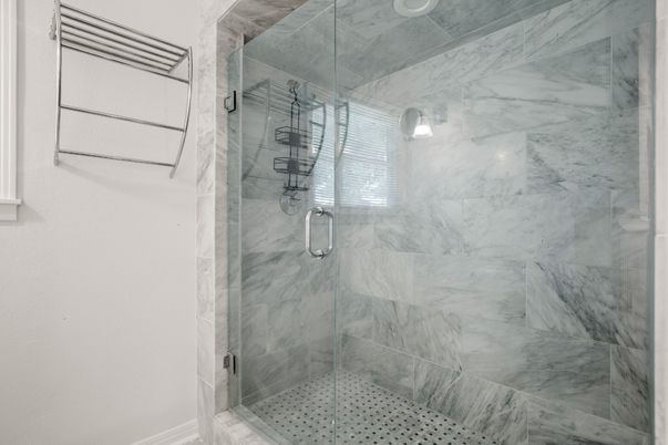 Bathroom, Glass Shower, Interior, Marble Walls