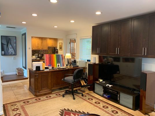 Home Office, Interior, Kitchen, Recessed Lighting, Wood Texture Flooring