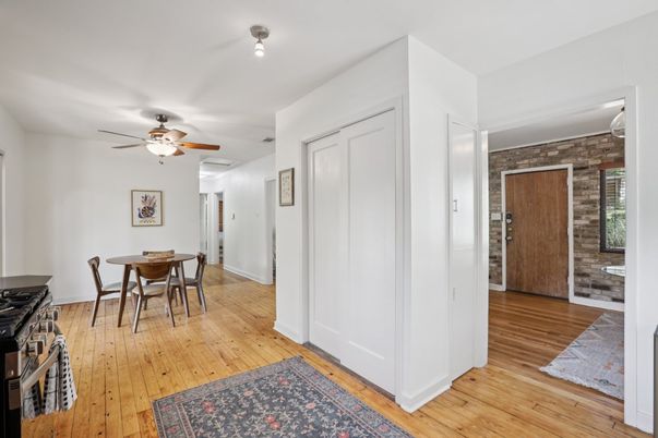 Dining room, Interior, Stone Walls, Wood Texture Flooring