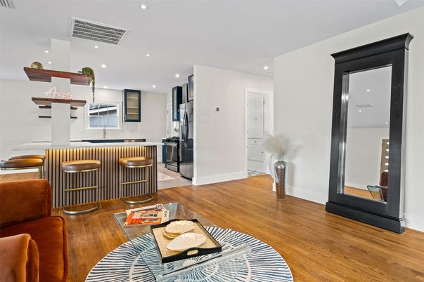 Interior, Kitchen, Recessed Lighting, Wood Texture Flooring