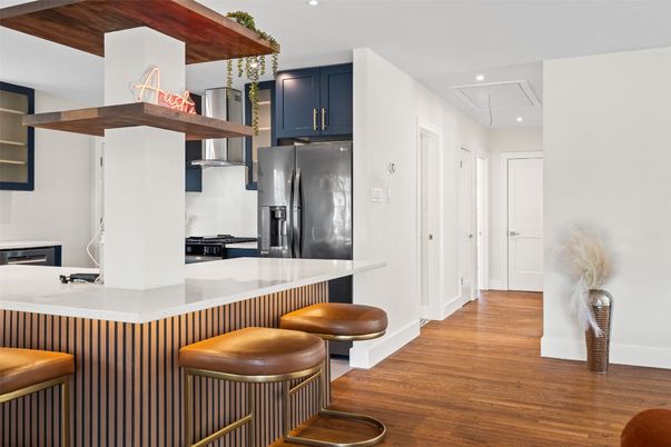 Interior, Kitchen, Recessed Lighting, Wood Texture Flooring