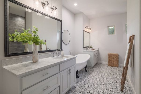 Bathroom, Dual Sink Vanities, Free Standing Baths, Interior, Recessed Lighting